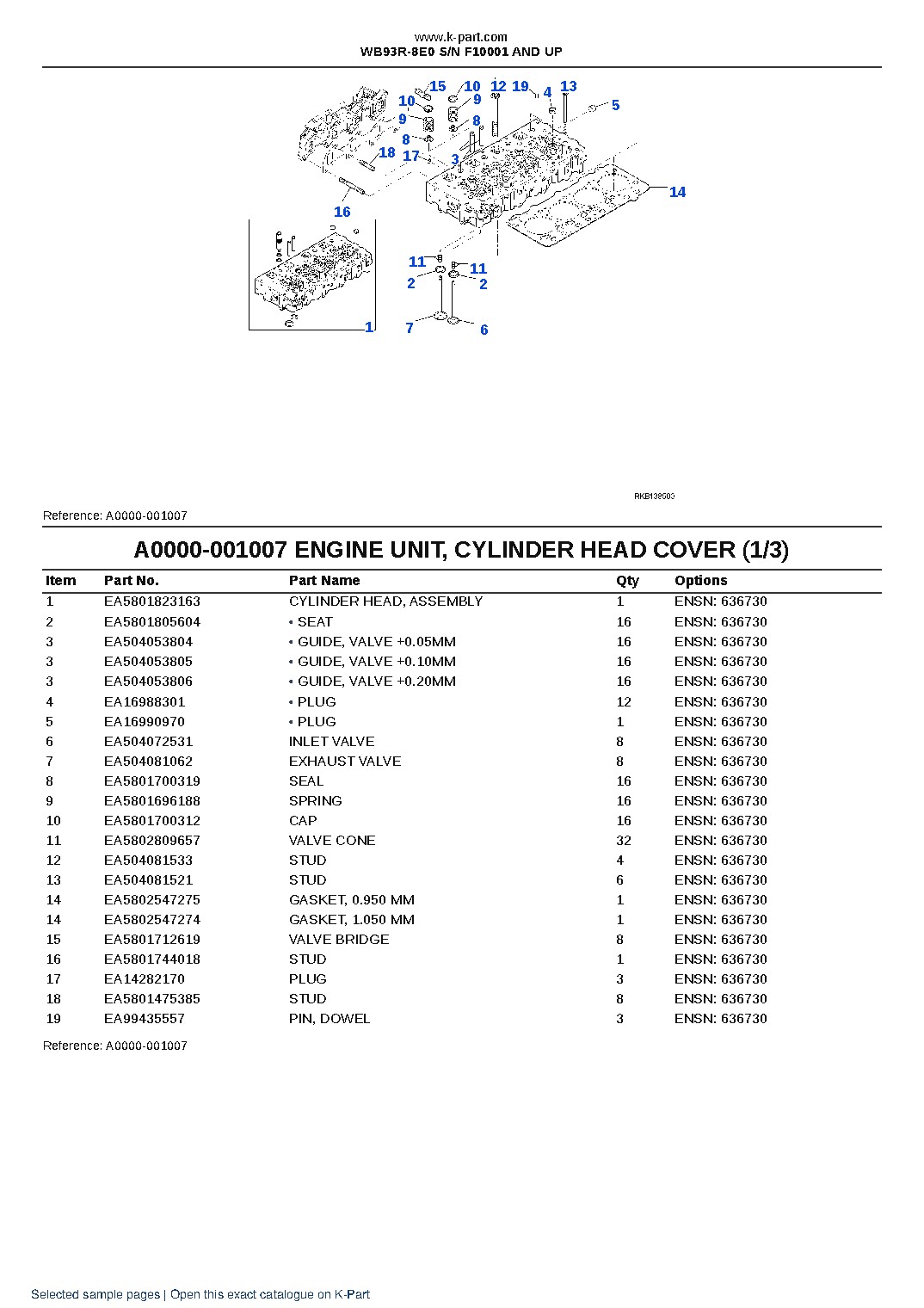 WB93R-8E0 S/N F10001 AND UP – sample page 7 WB93R-8E0 S/N F10001 AND UP – sample page 7