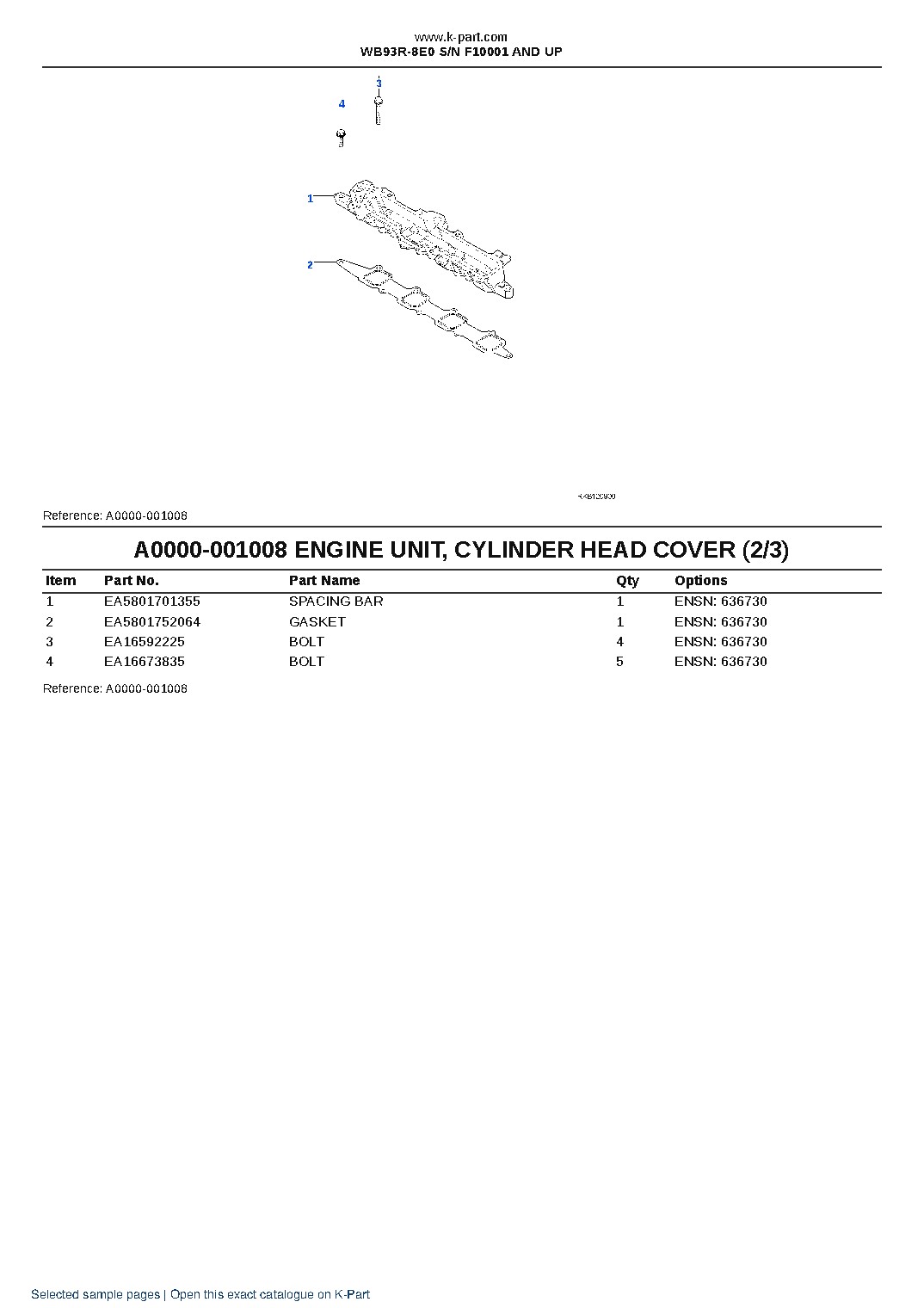 WB93R-8E0 S/N F10001 AND UP – sample page 8 WB93R-8E0 S/N F10001 AND UP – sample page 8