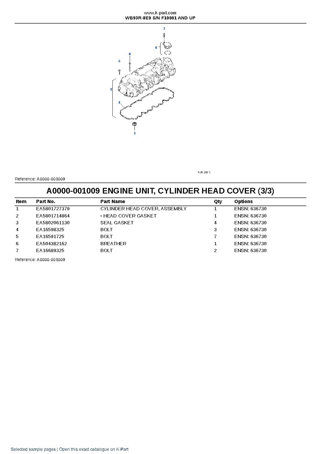 WB93R-8E0 S/N F10001 AND UP – sample page 9 WB93R-8E0 S/N F10001 AND UP – sample page 9