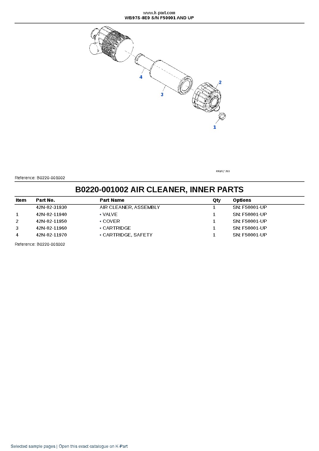WB97S-8E0 S/N F50001 AND UP – sample page 4 WB97S-8E0 S/N F50001 AND UP – sample page 4