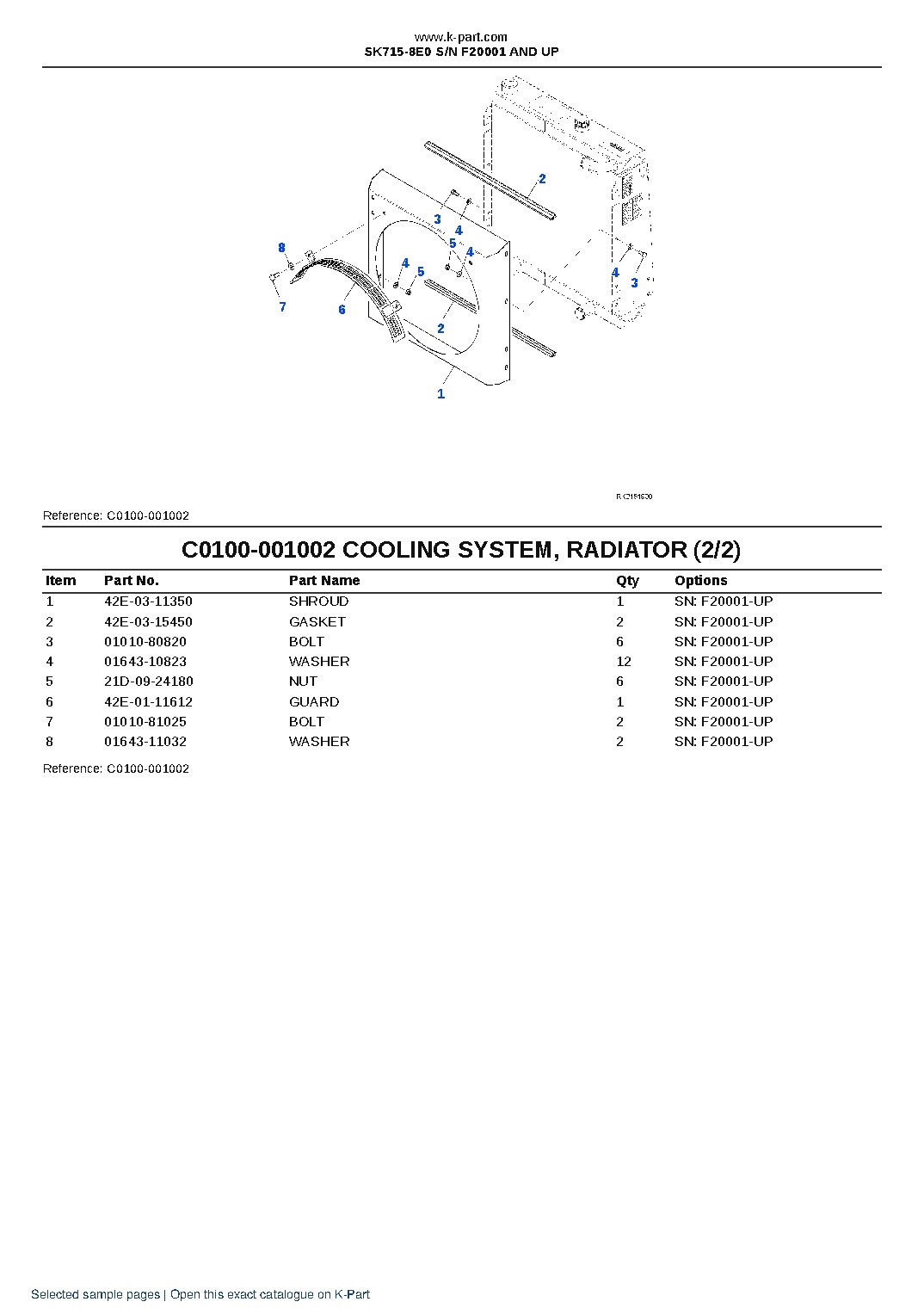 SK715-8E0 S/N F20001 AND UP – sample page 8 SK715-8E0 S/N F20001 AND UP – sample page 8