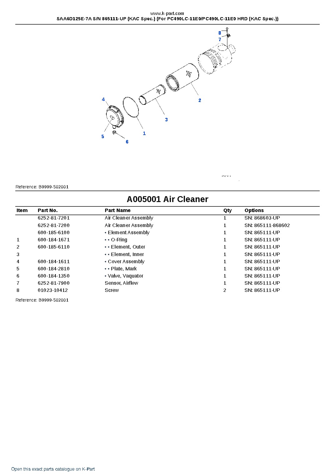SAA6D125E-7A S/N 865111-UP (KAC Spec.) (For PC490LC-11E0/PC490LC-11E0 HRD (KAC Spec.)) – sample page 6 SAA6D125E-7A S/N 865111-UP (KAC Spec.) (For PC490LC-11E0/PC490LC-11E0 HRD (KAC Spec.)) – sample page 6
