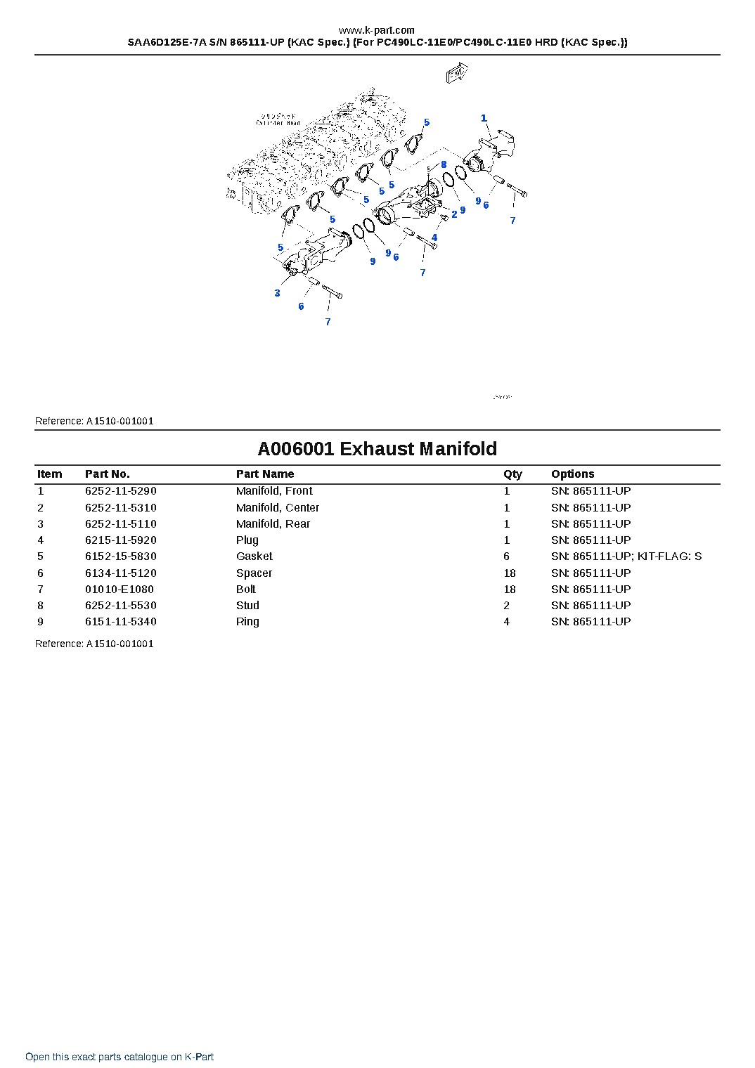 SAA6D125E-7A S/N 865111-UP (KAC Spec.) (For PC490LC-11E0/PC490LC-11E0 HRD (KAC Spec.)) – sample page 7 SAA6D125E-7A S/N 865111-UP (KAC Spec.) (For PC490LC-11E0/PC490LC-11E0 HRD (KAC Spec.)) – sample page 7