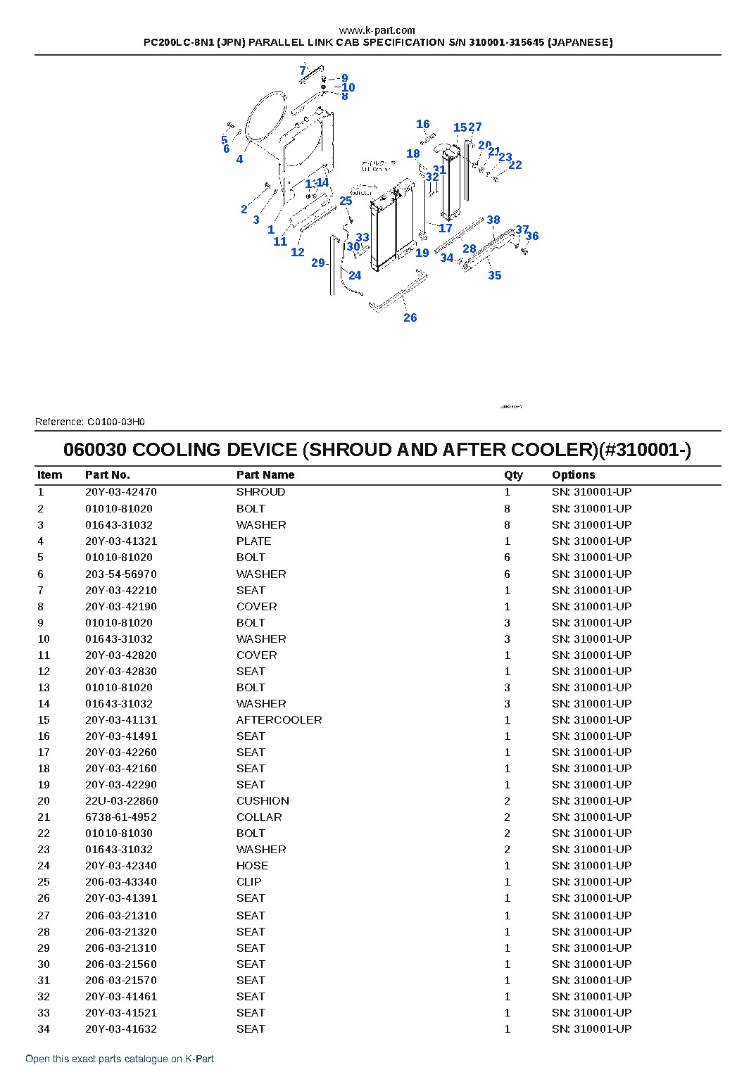 PC200LC-8N1 (JPN) PARALLEL LINK CAB SPECIFICATION S/N 310001-315645 (JAPANESE) – sample page 7