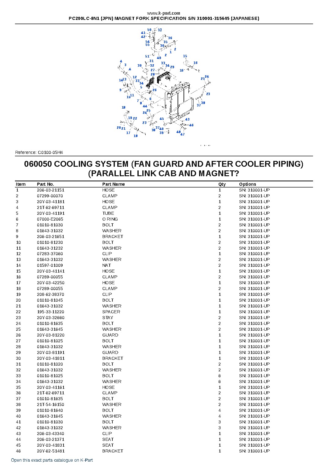 PC200LC-8N1 (JPN) MAGNET FORK SPECIFICATION S/N 310001-315645 (JAPANESE) – sample page 10