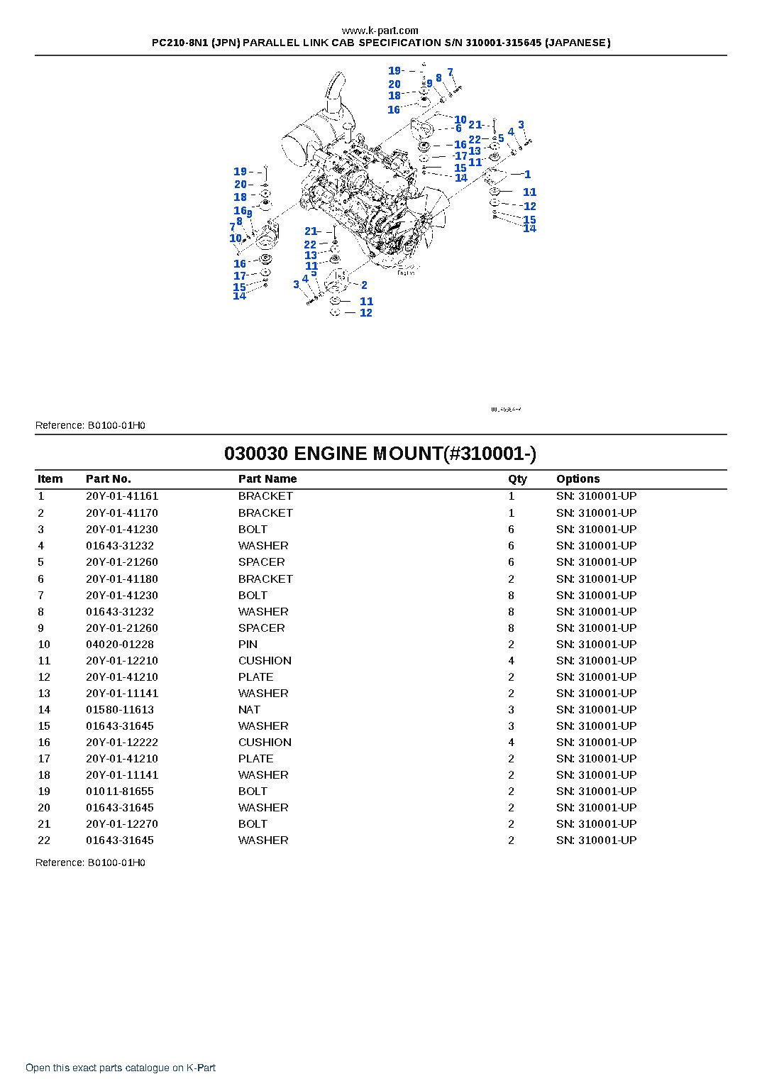 PC210-8N1 (JPN) PARALLEL LINK CAB SPECIFICATION S/N 310001-315645 (JAPANESE) – sample page 3