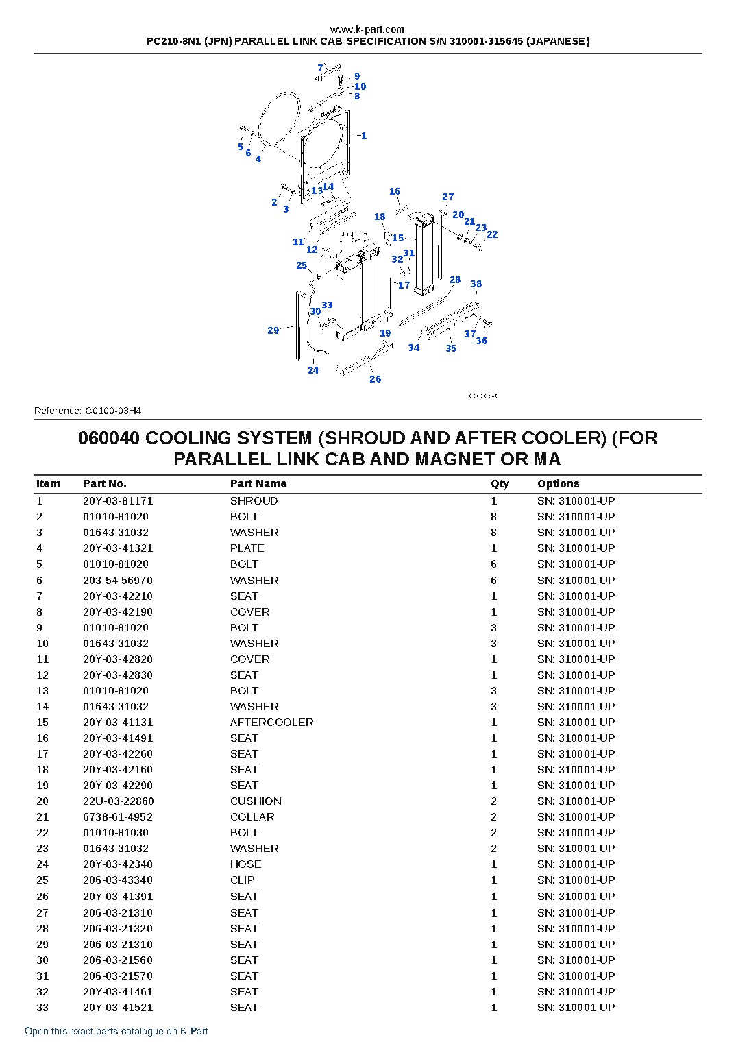 PC210-8N1 (JPN) PARALLEL LINK CAB SPECIFICATION S/N 310001-315645 (JAPANESE) – sample page 9