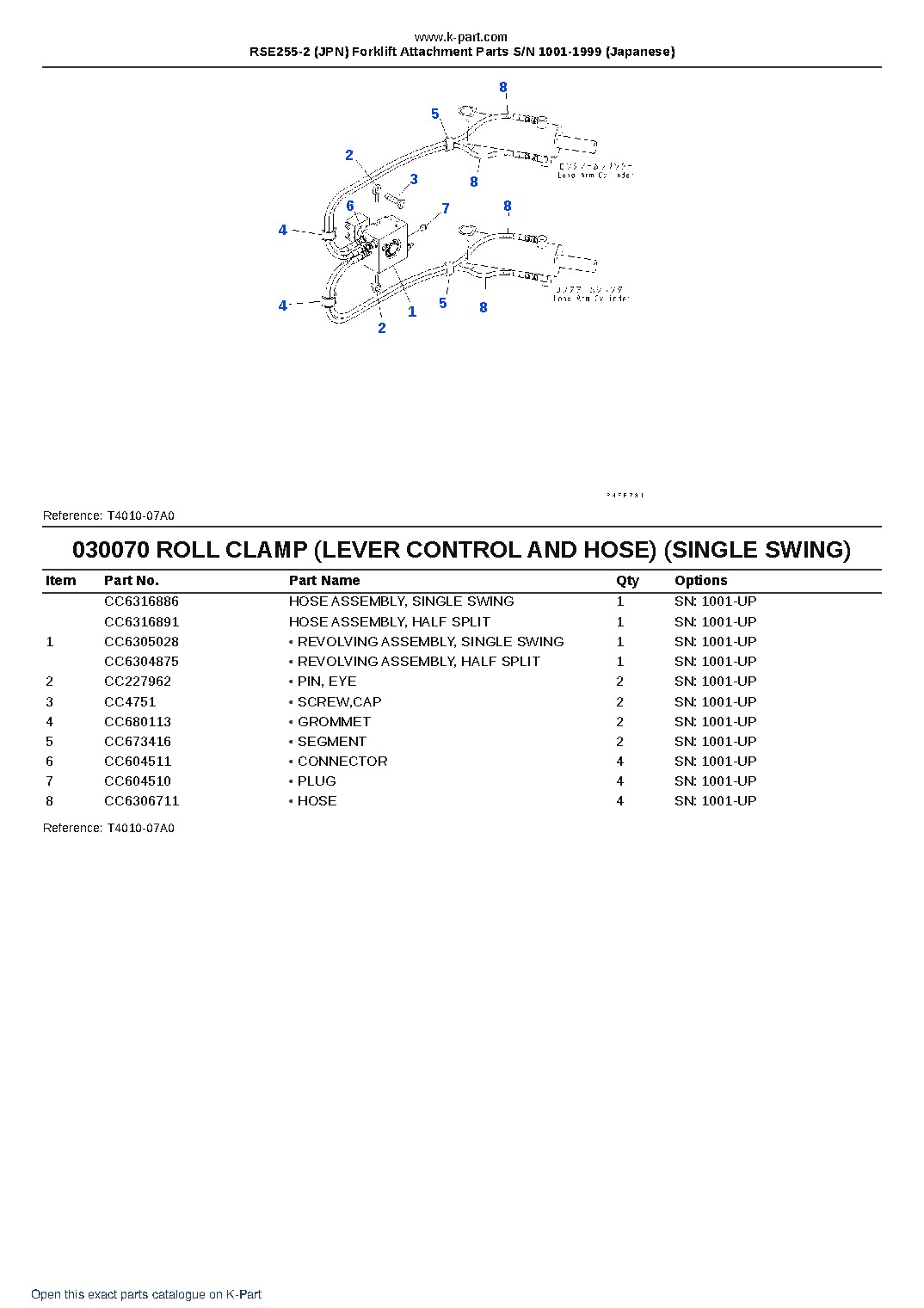 RSE255-2 (JPN) Forklift Attachment Parts S/N 1001-1999 (Japanese) – sample page 8 RSE255-2 (JPN) Forklift Attachment Parts S/N 1001-1999 (Japanese) – sample page 8