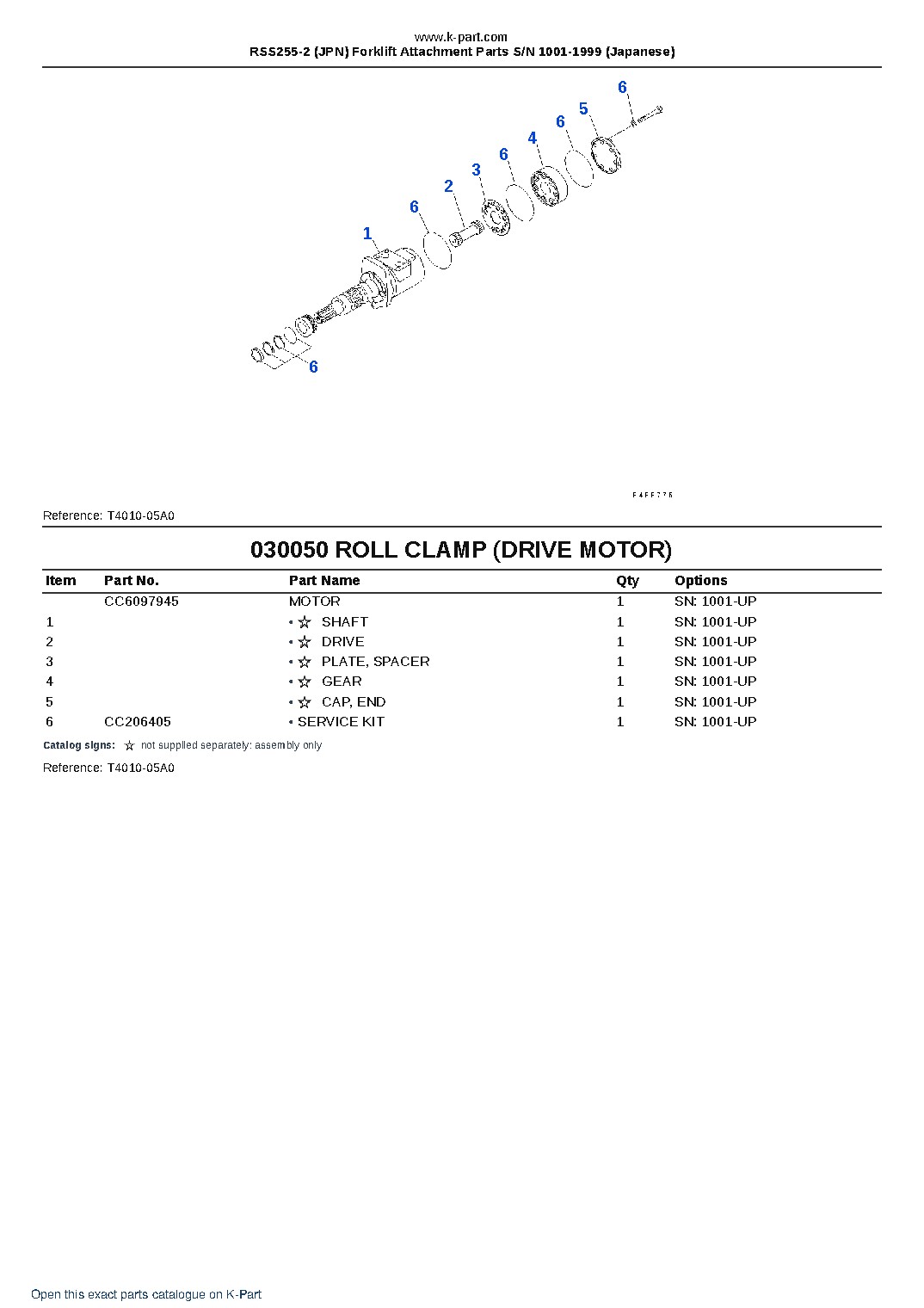 RSS255-2 (JPN) Forklift Attachment Parts S/N 1001-1999 (Japanese) – sample page 6