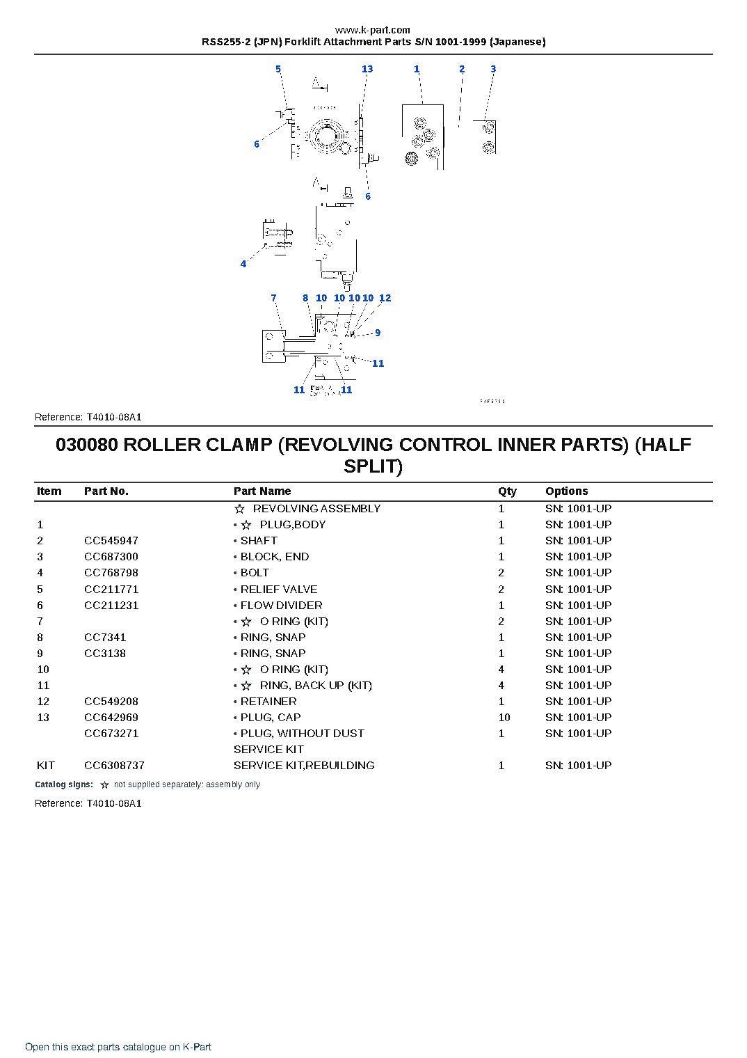 RSS255-2 (JPN) Forklift Attachment Parts S/N 1001-1999 (Japanese) – sample page 9