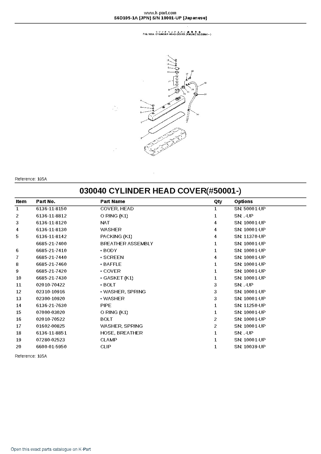 S6D105-1A (JPN)  S/N 10001-UP (Japanese) – sample page 6