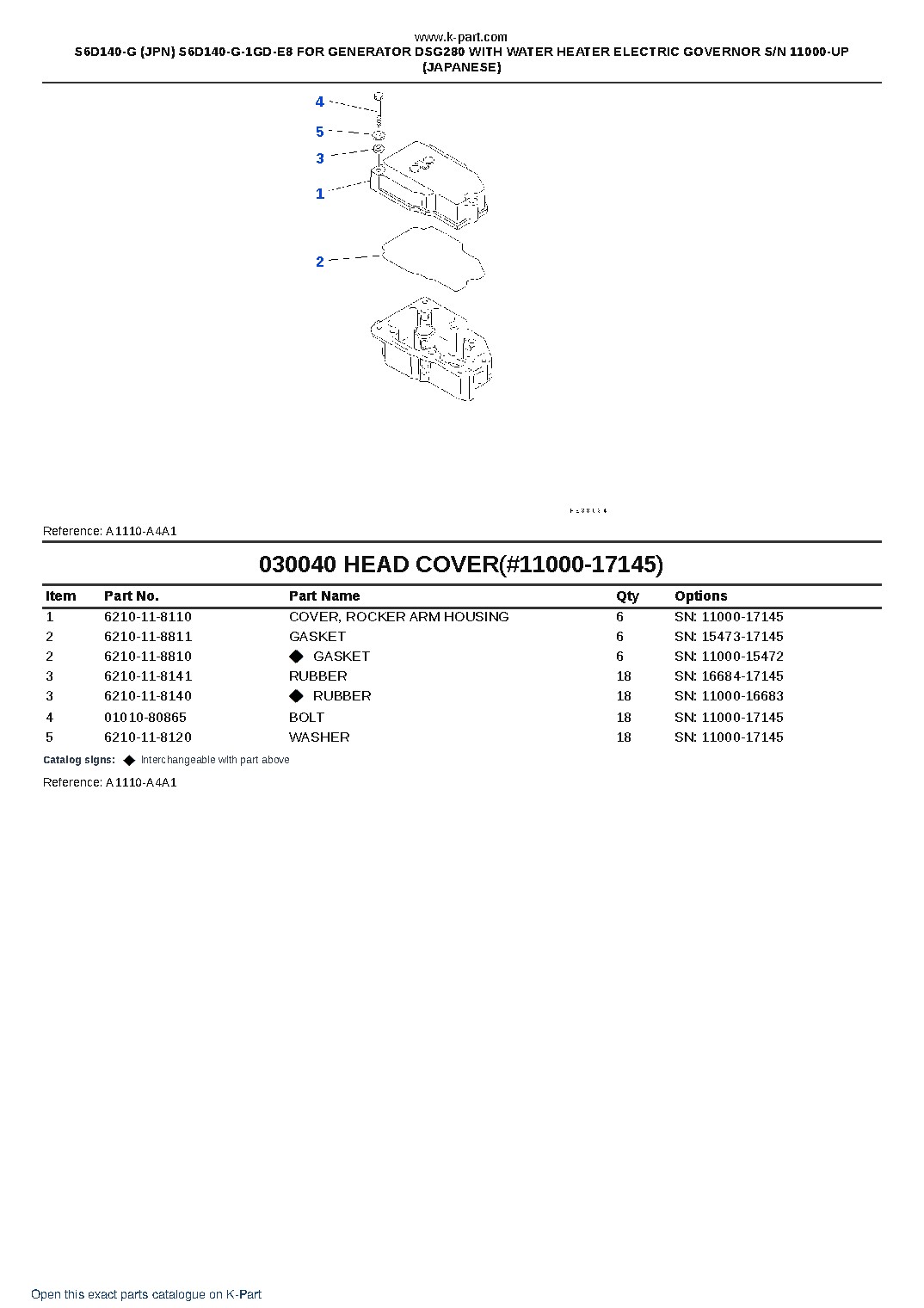 S6D140-G (JPN) S6D140-G-1GD-E8 FOR GENERATOR DSG280 WITH WATER HEATER ELECTRIC GOVERNOR S/N 11000-UP (JAPANESE) – sample page 7