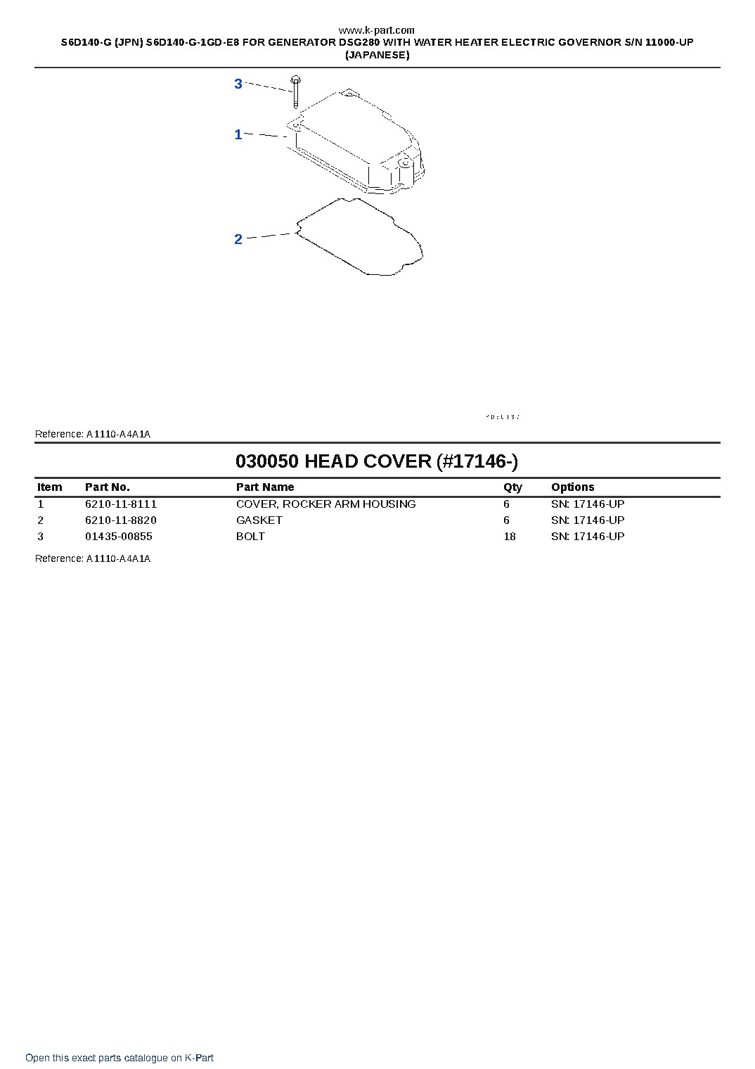 S6D140-G (JPN) S6D140-G-1GD-E8 FOR GENERATOR DSG280 WITH WATER HEATER ELECTRIC GOVERNOR S/N 11000-UP (JAPANESE) – sample page 8