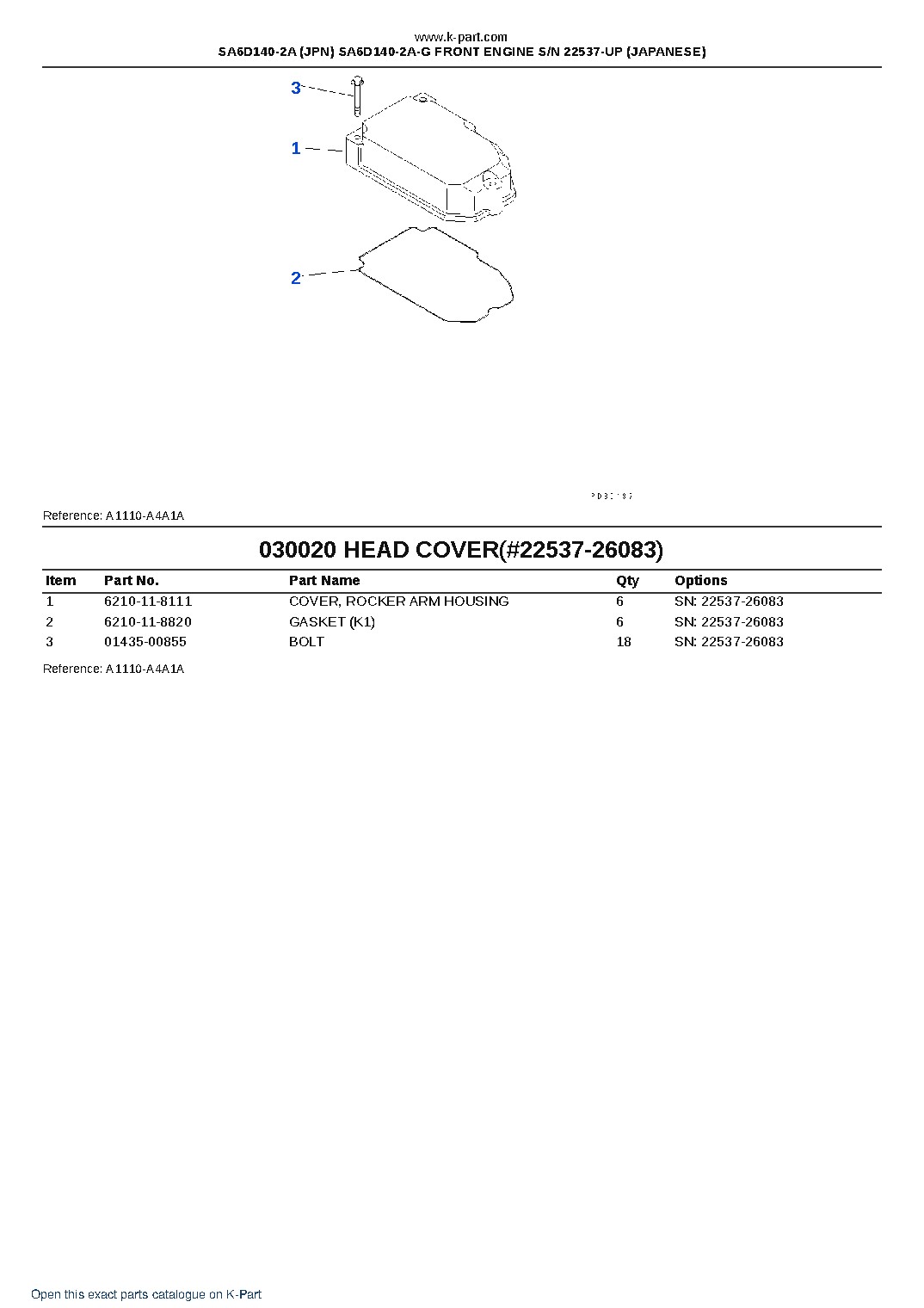 SA6D140-2A (JPN) SA6D140-2A-G FRONT ENGINE S/N 22537-UP (JAPANESE) – sample page 3 SA6D140-2A (JPN) SA6D140-2A-G FRONT ENGINE S/N 22537-UP (JAPANESE) – sample page 3
