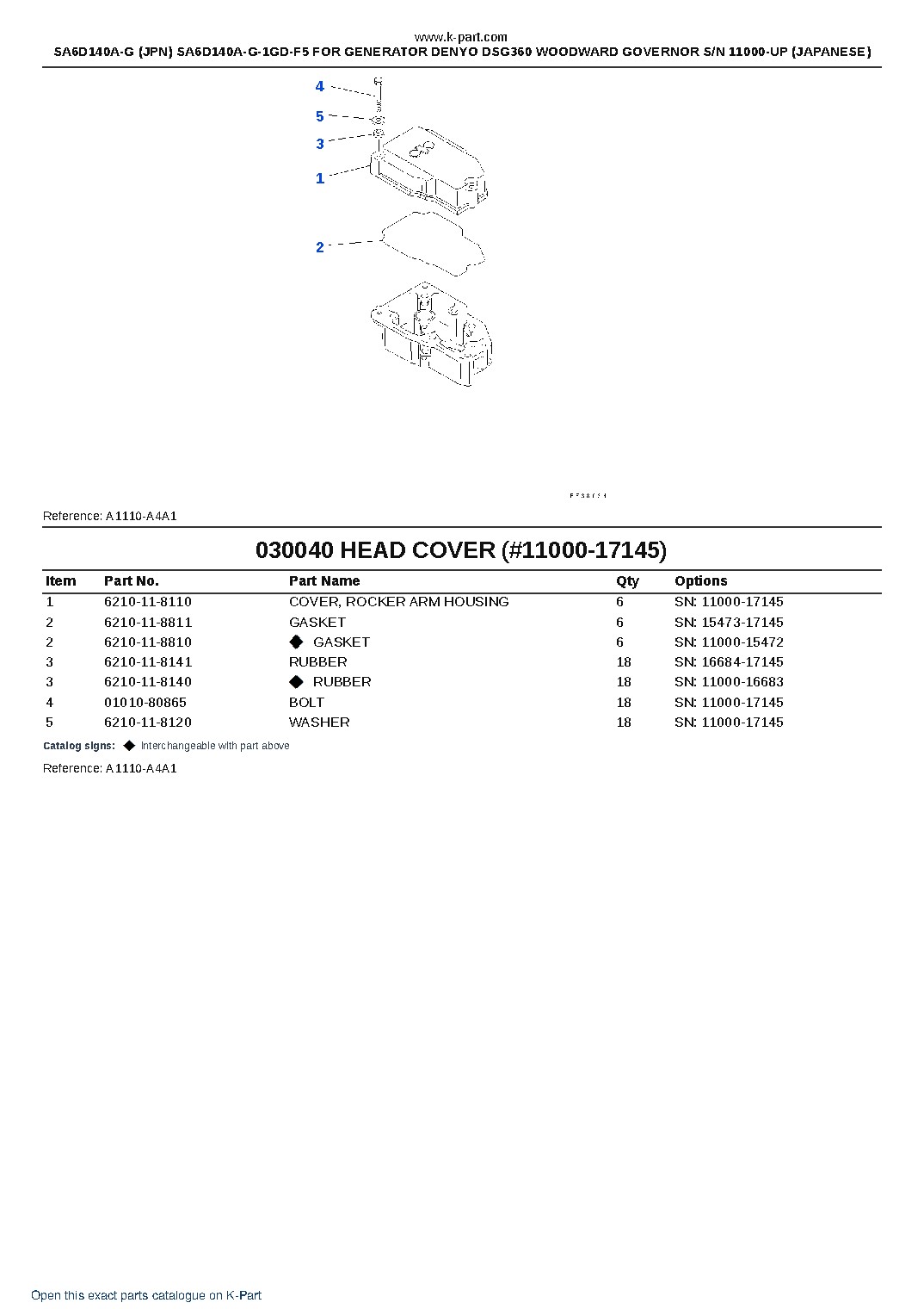 SA6D140A-G (JPN) SA6D140A-G-1GD-F5 FOR GENERATOR DENYO DSG360 WOODWARD GOVERNOR S/N 11000-UP (JAPANESE) – sample page 7