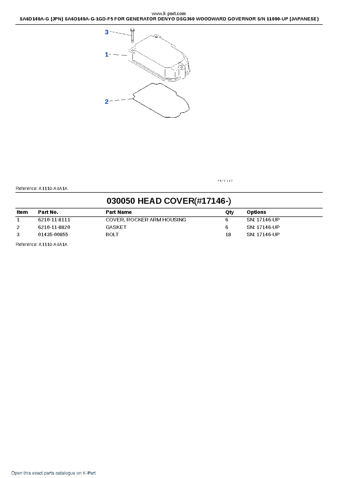 SA6D140A-G (JPN) SA6D140A-G-1GD-F5 FOR GENERATOR DENYO DSG360 WOODWARD GOVERNOR S/N 11000-UP (JAPANESE) – sample page 8