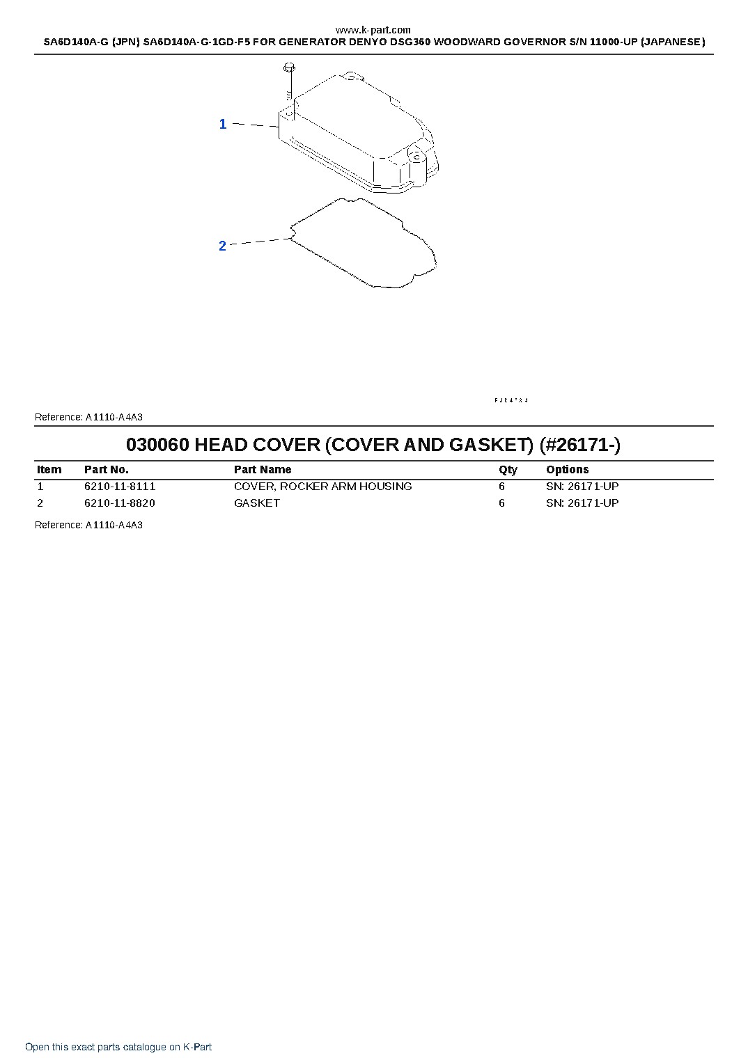 SA6D140A-G (JPN) SA6D140A-G-1GD-F5 FOR GENERATOR DENYO DSG360 WOODWARD GOVERNOR S/N 11000-UP (JAPANESE) – sample page 9