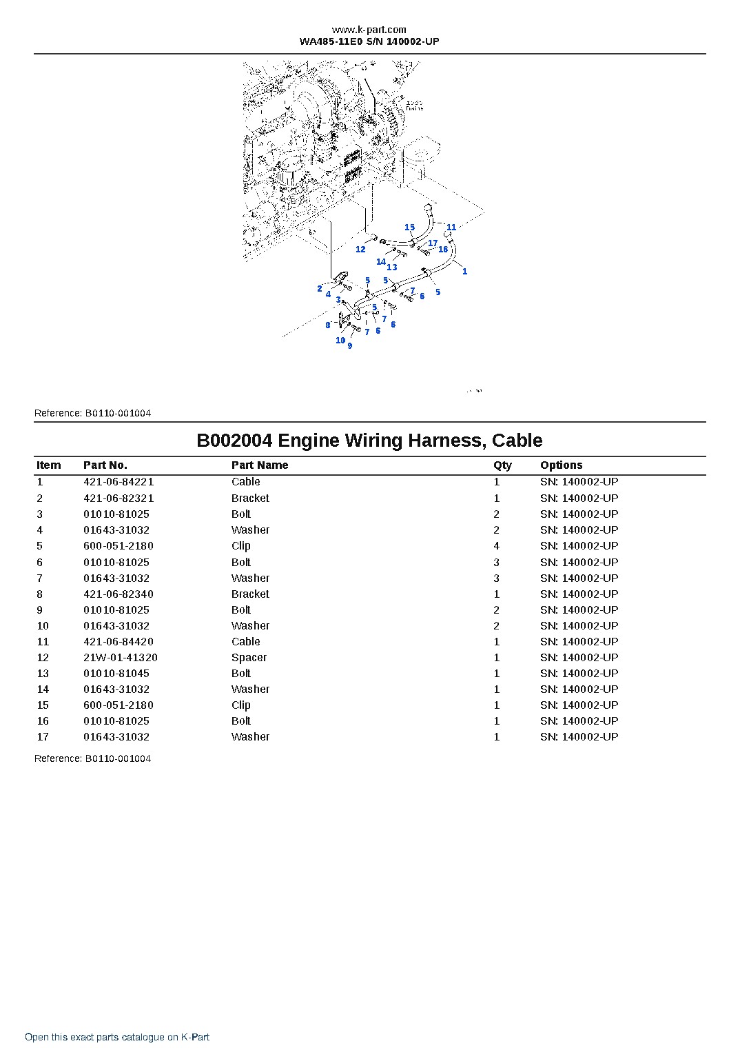 WA485-11E0 S/N 140002-UP – sample page 8 WA485-11E0 S/N 140002-UP – sample page 8