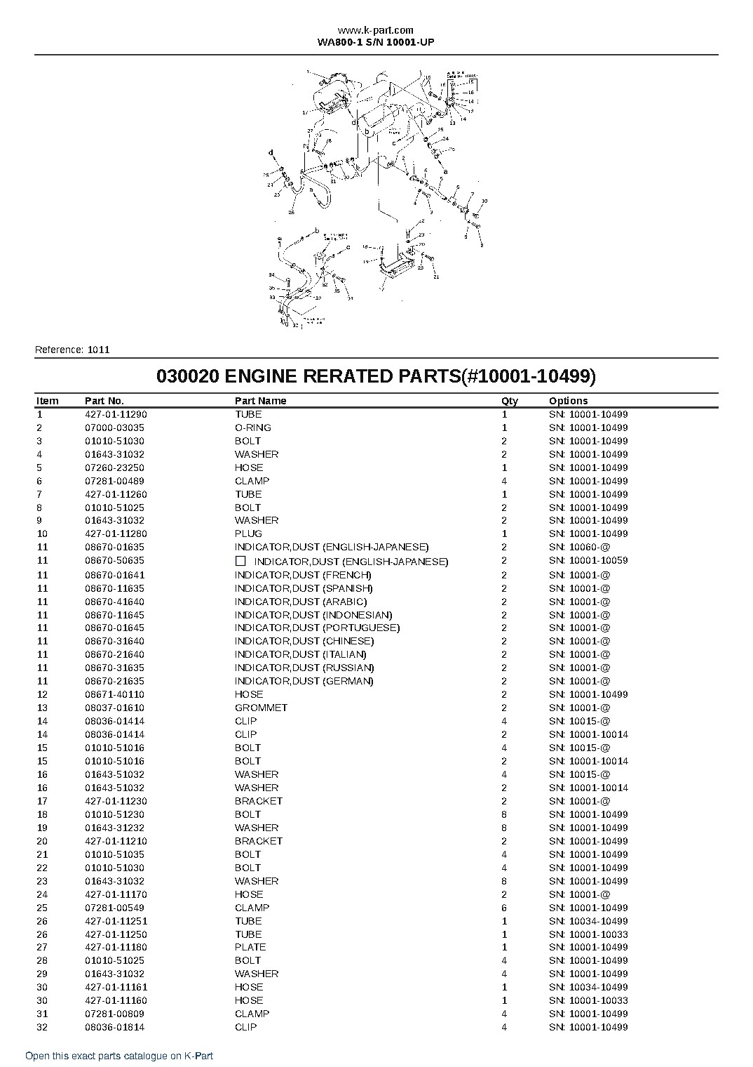 WA800-1 S/N 10001-UP – sample page 2