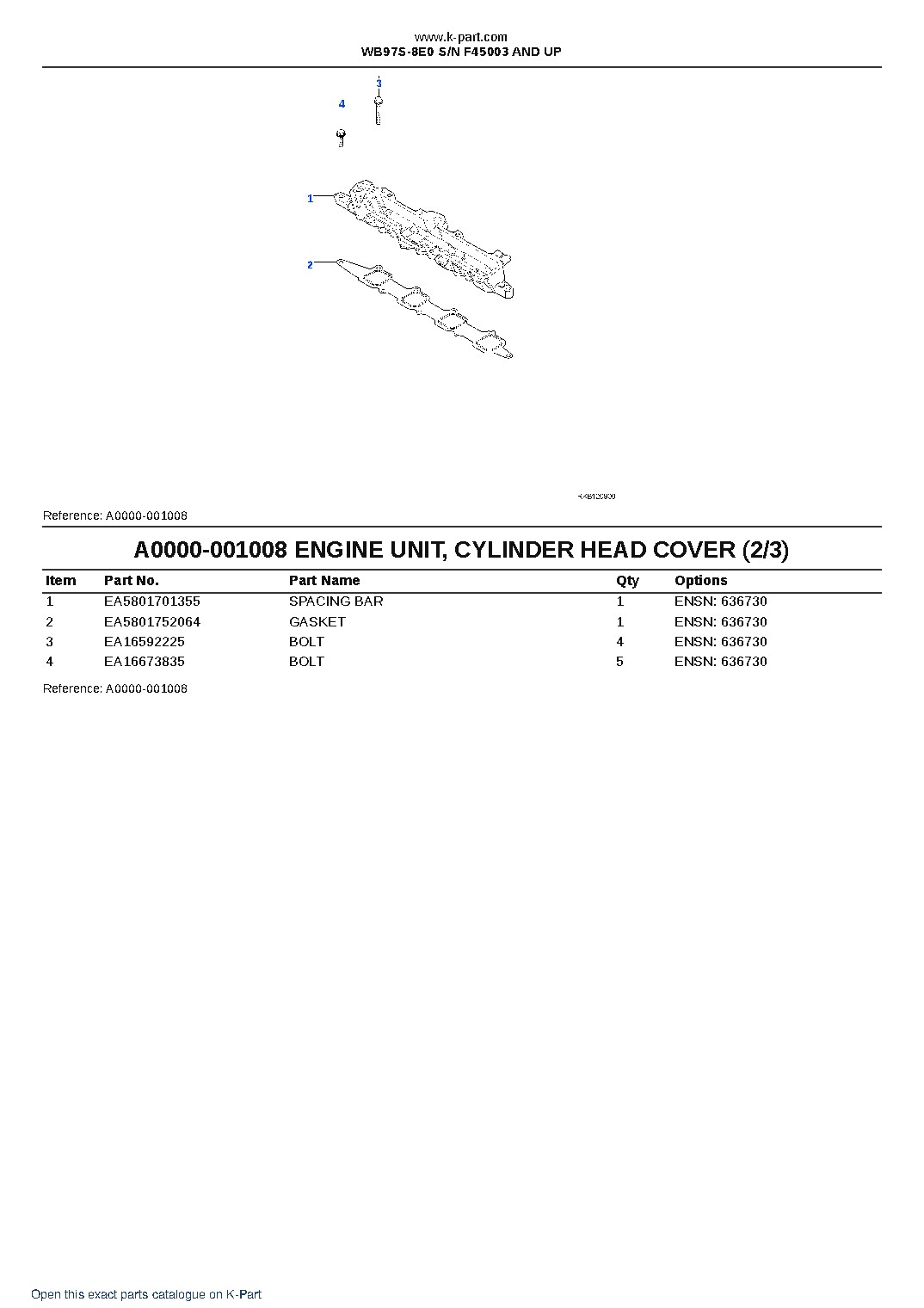 WB97S-8E0 S/N F45003 AND UP – sample page 8 WB97S-8E0 S/N F45003 AND UP – sample page 8