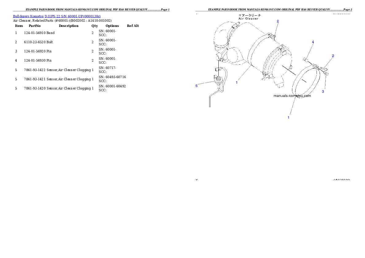 D31PX-22 S/N 60001-UP Partsbook