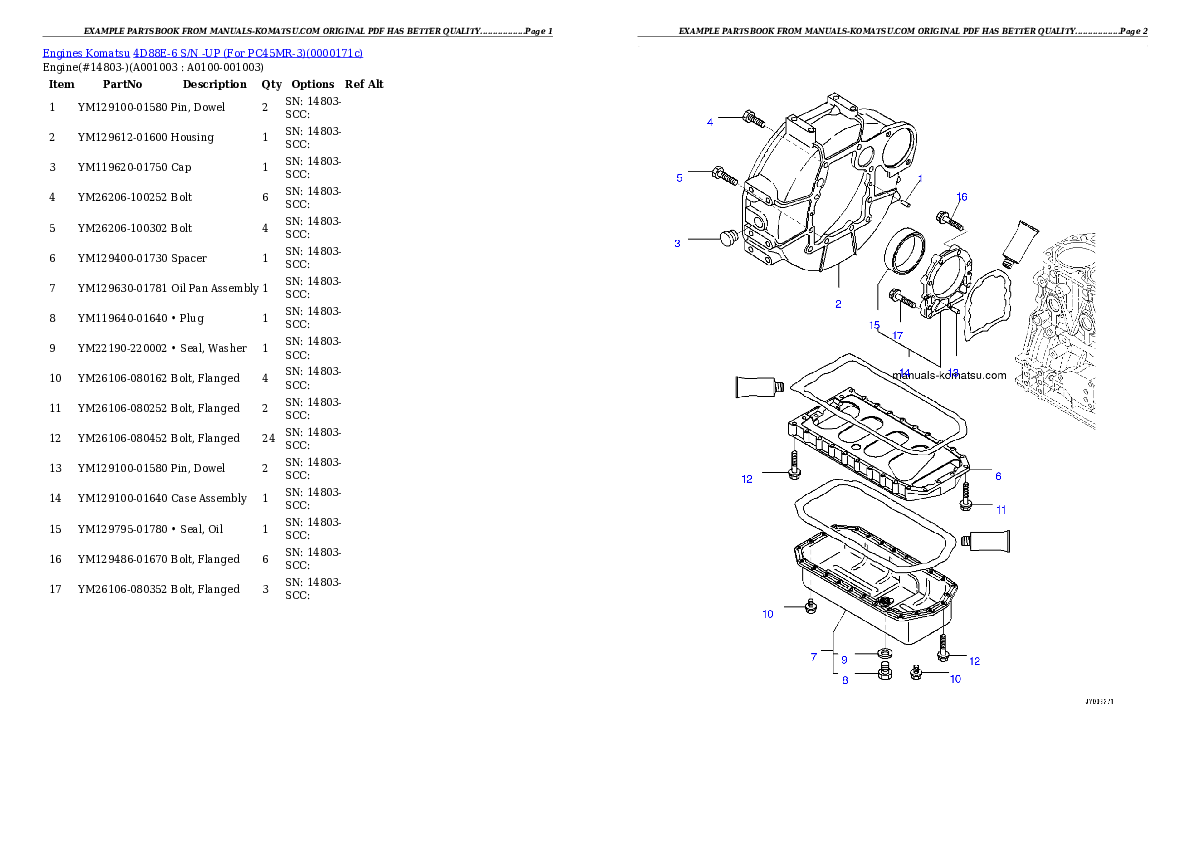 4D88E-6 S/N -UP (For PC45MR-3) Partsbook