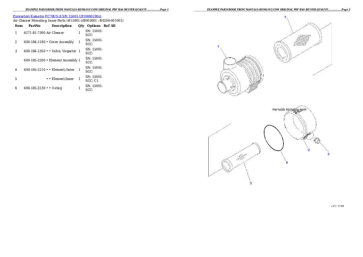 PC78US-8 S/N 15001-UP Partsbook