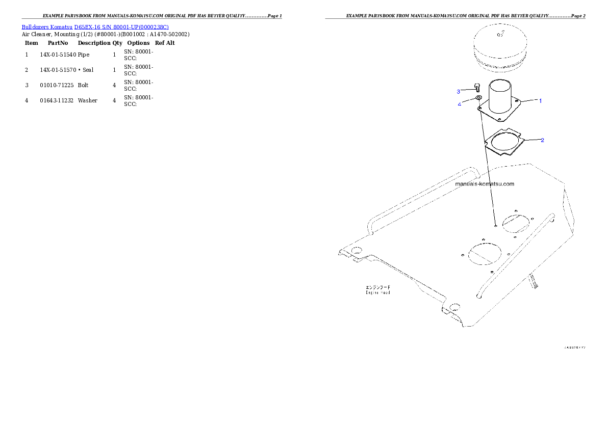 D65EX-16 S/N 80001-UP Partsbook