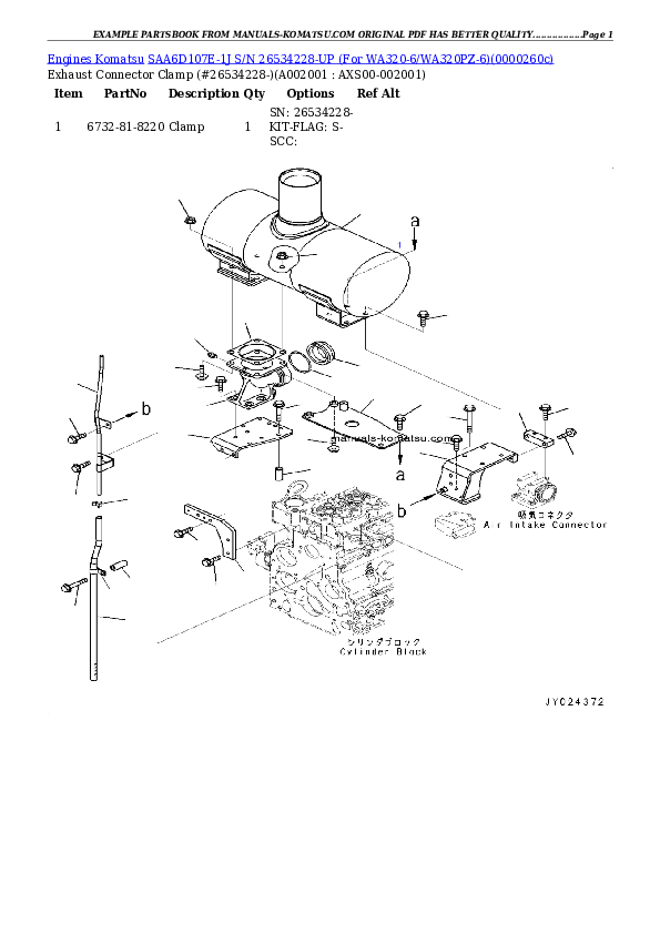 SAA6D107E-1J S/N 26534228-UP (For WA320-6/WA320PZ-6) Partsbook