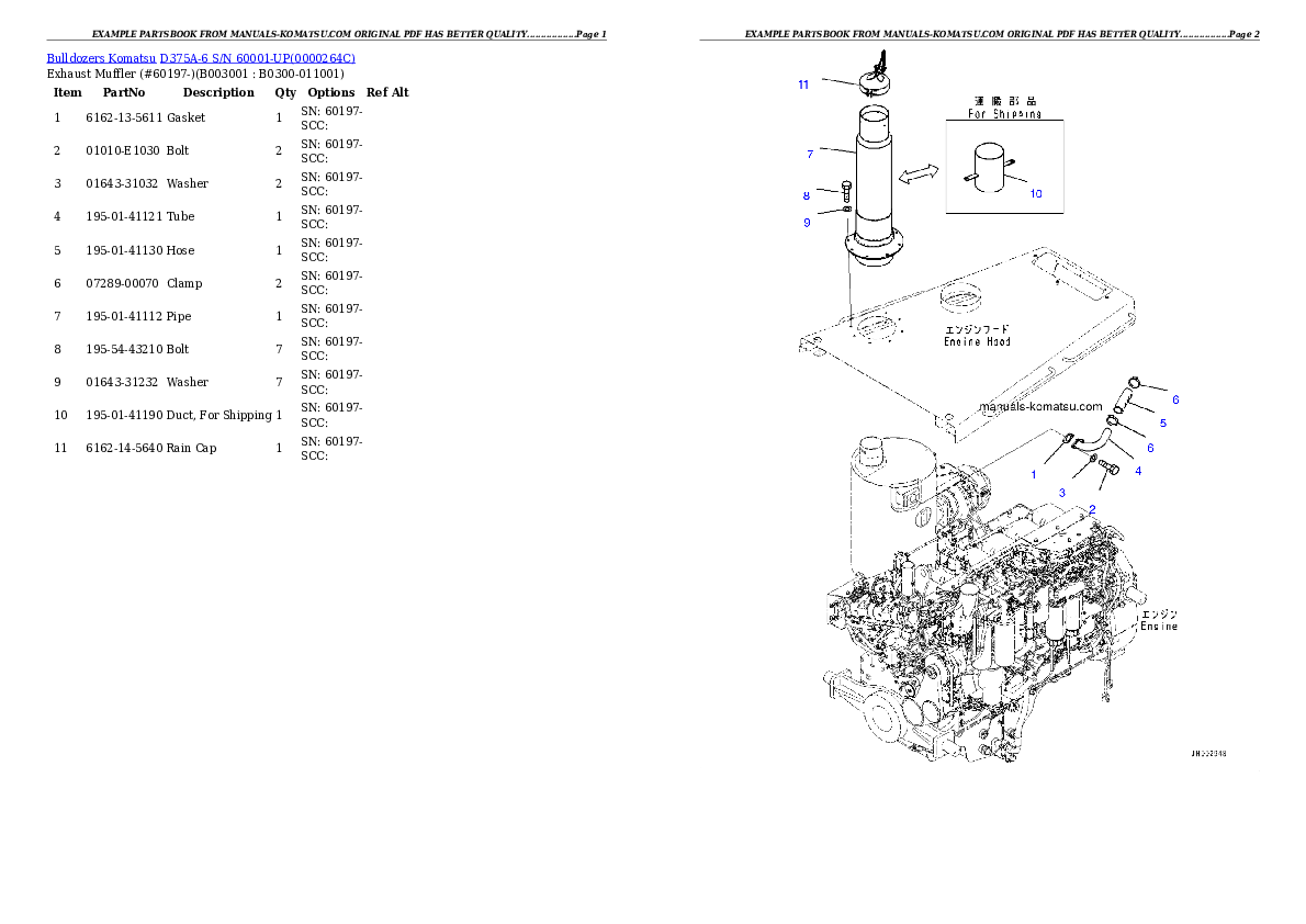 D375A-6 S/N 60001-UP Partsbook