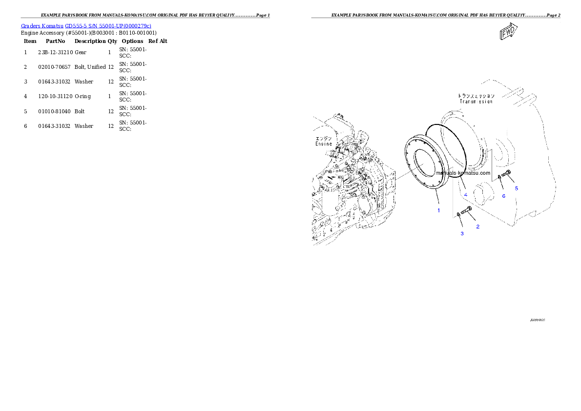 GD555-5 S/N 55001-UP Partsbook