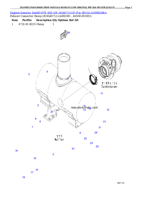 SAA6D107E-1DD S/N 26540713-UP (For GD555-5) Partsbook