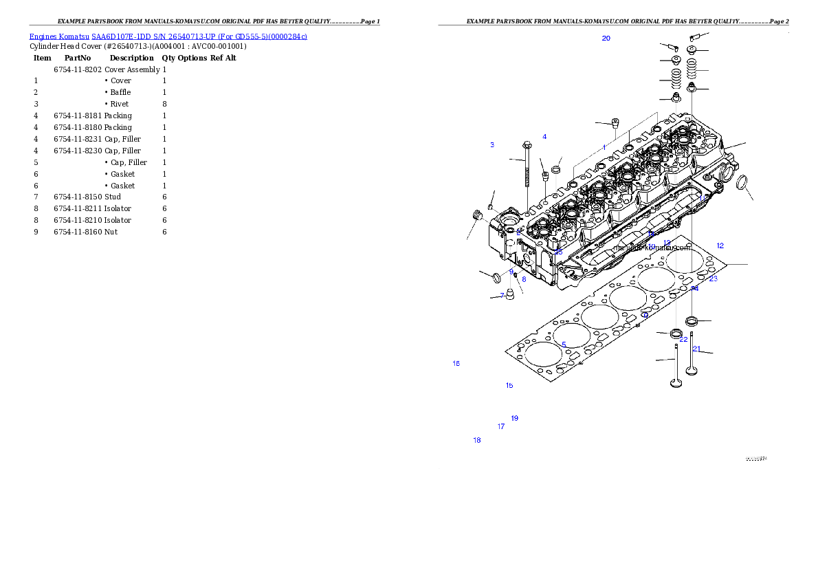 SAA6D107E-1DD S/N 26540713-UP (For GD555-5) Partsbook