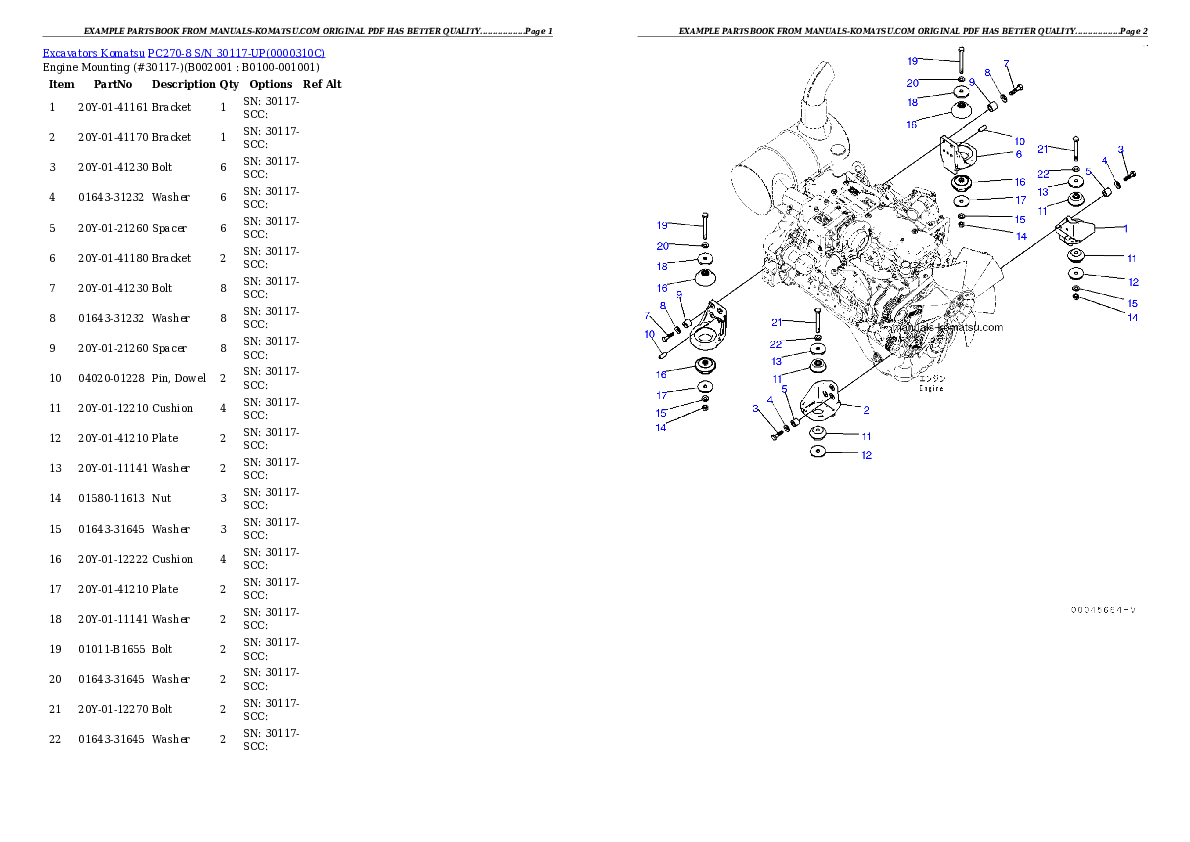 PC270-8 S/N 30117-UP Partsbook