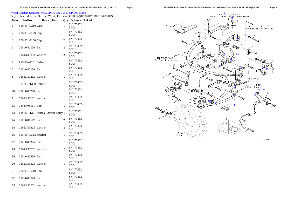 WA320PZ-6 S/N 70001-UP (For North America) Partsbook