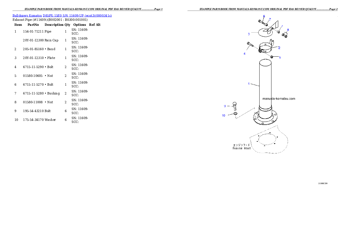 D85PX-15E0 S/N 11609-UP (ecot3) Partsbook