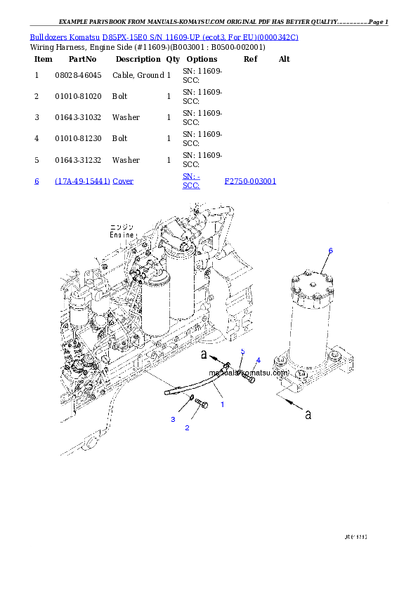 D85PX-15E0 S/N 11609-UP (ecot3, For EU) Partsbook