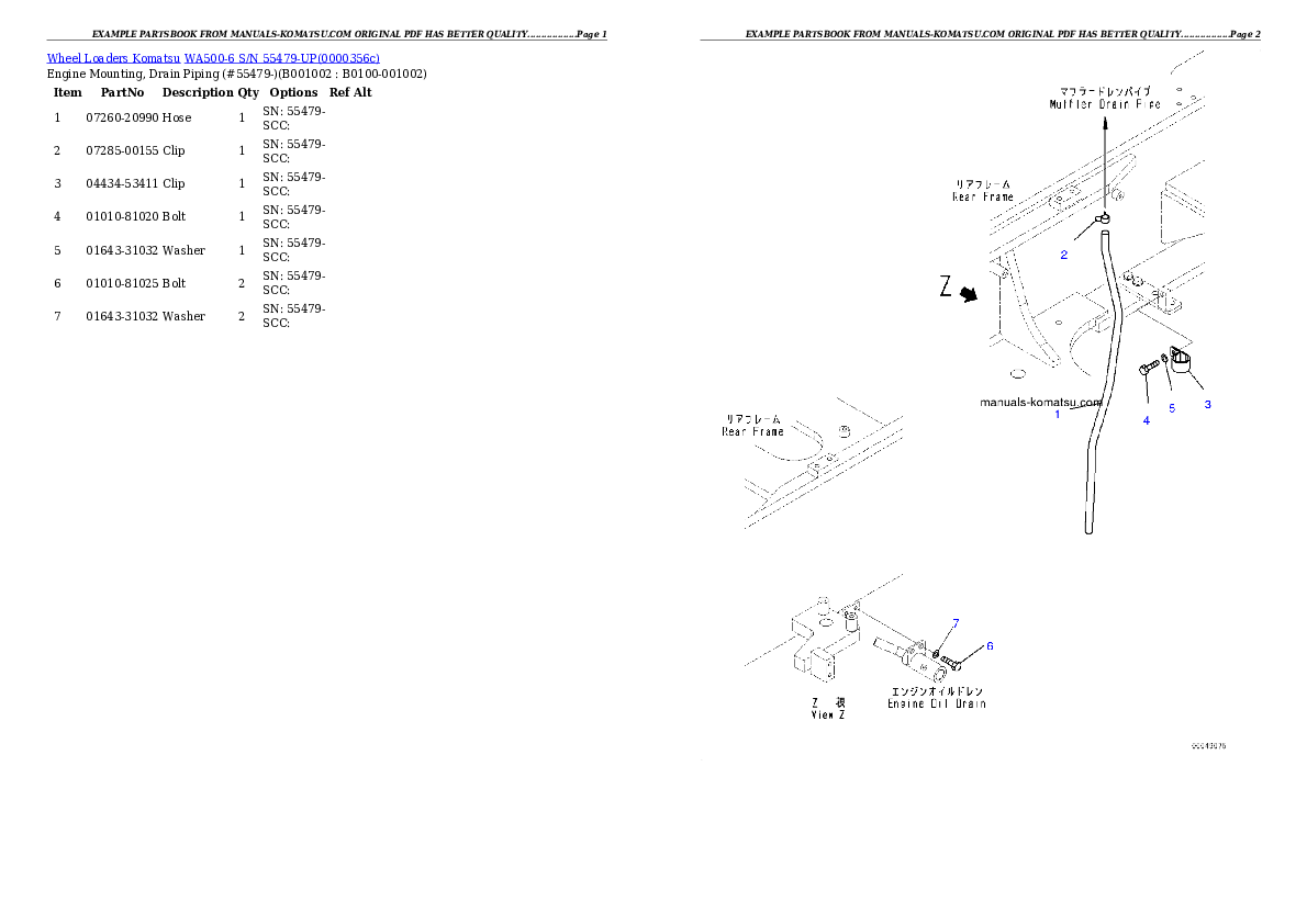 WA500-6 S/N 55479-UP Partsbook