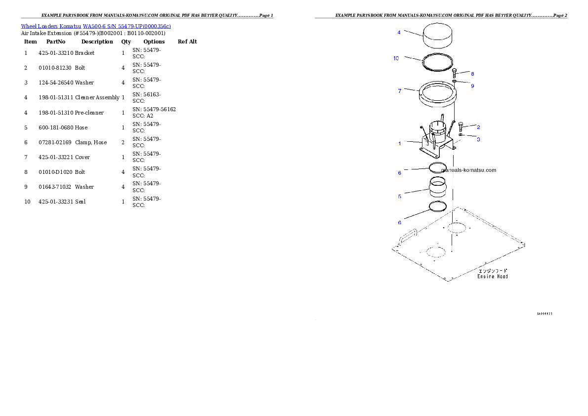 WA500-6 S/N 55479-UP Partsbook