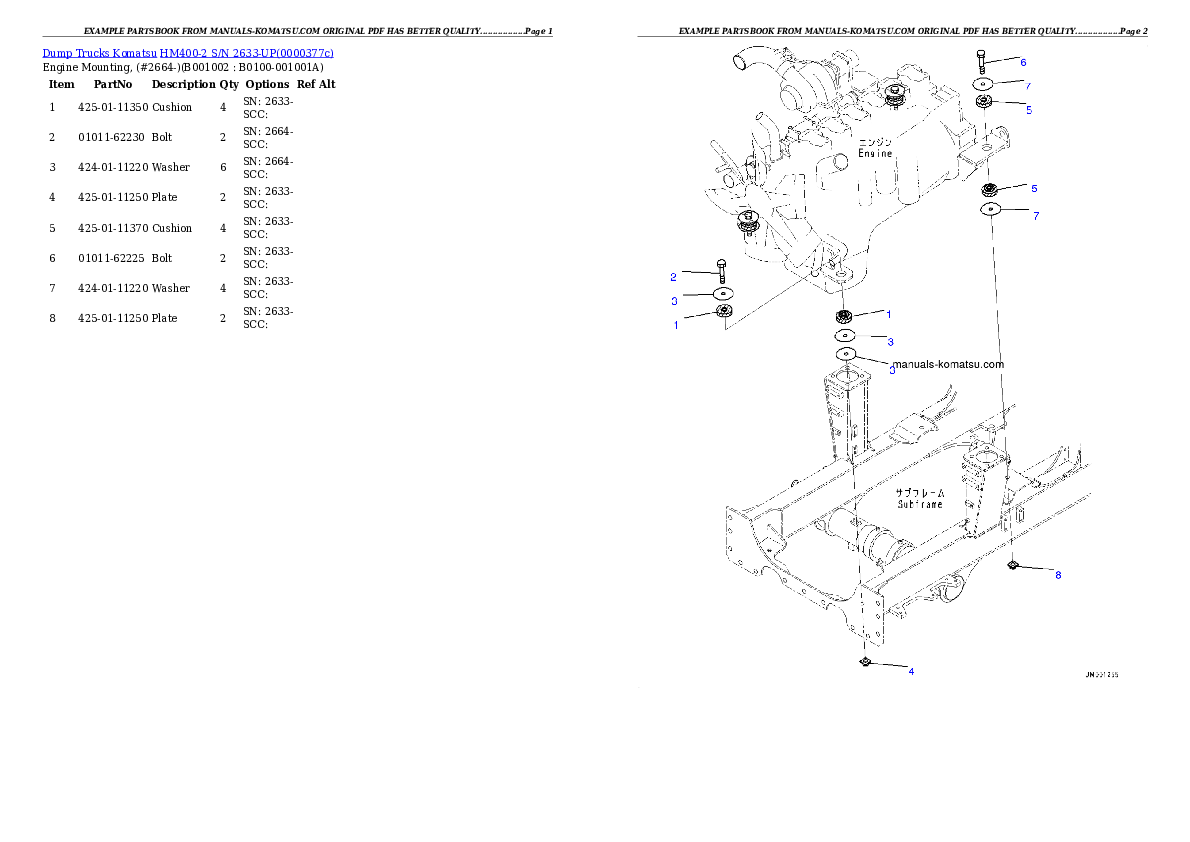 HM400-2 S/N 2633-UP Partsbook