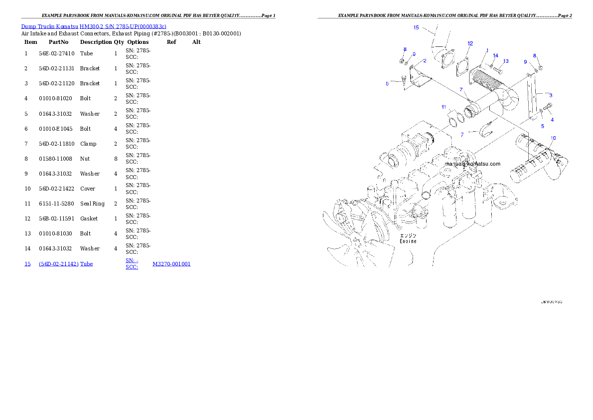 HM300-2 S/N 2785-UP Partsbook