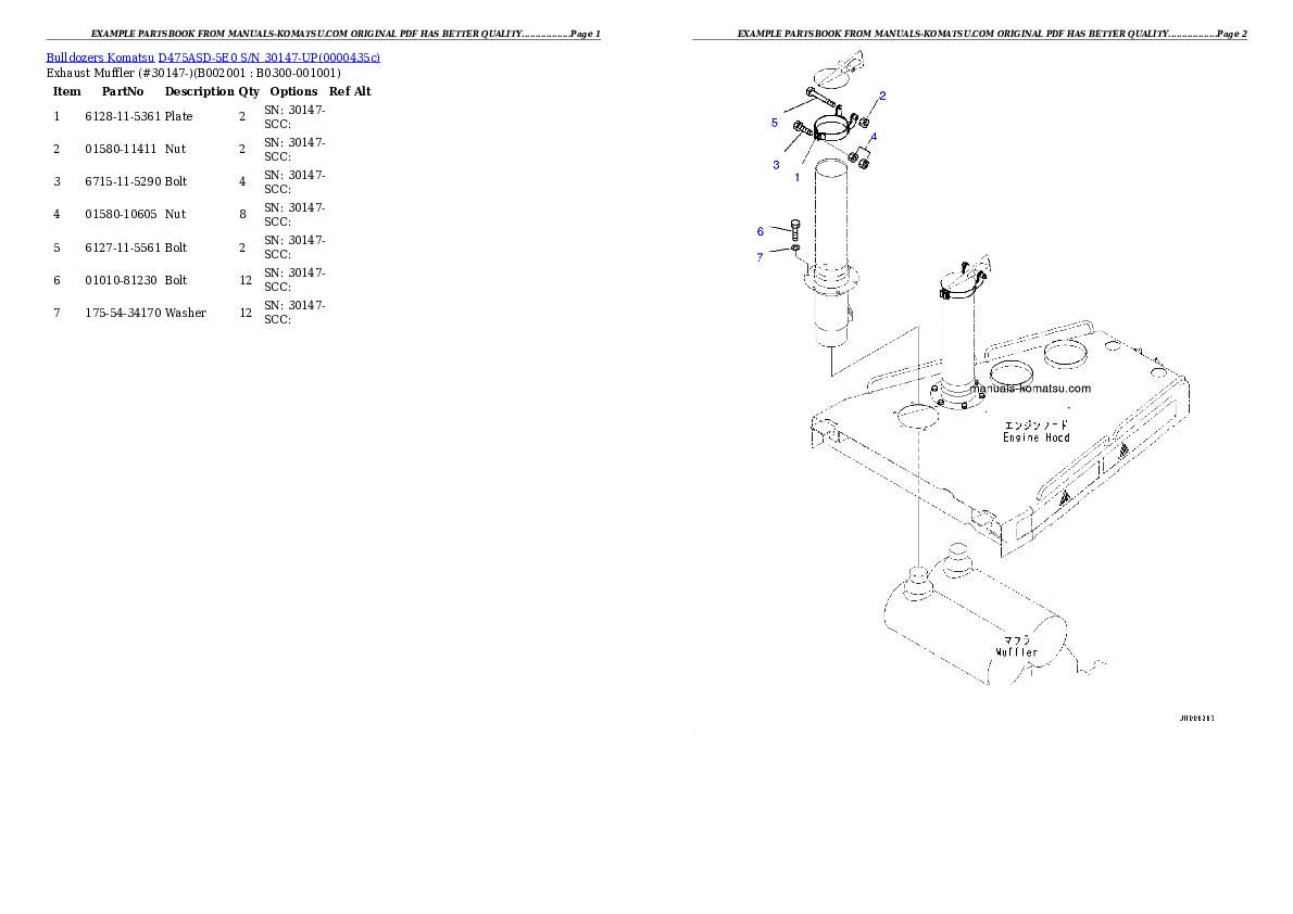 D475ASD-5E0 S/N 30147-UP Partsbook