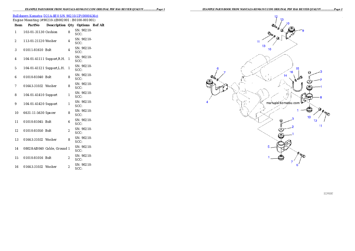 D21A-8E0 S/N 90210-UP Partsbook