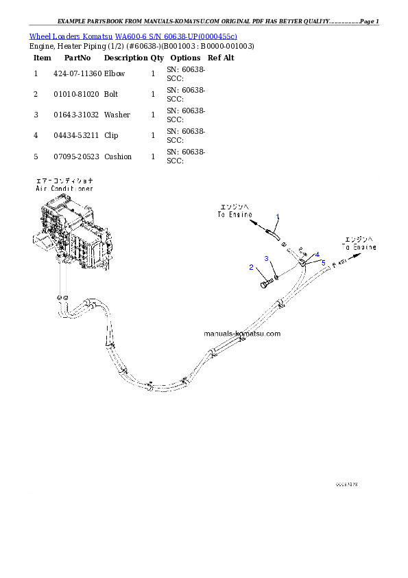 WA600-6 S/N 60638-UP Partsbook