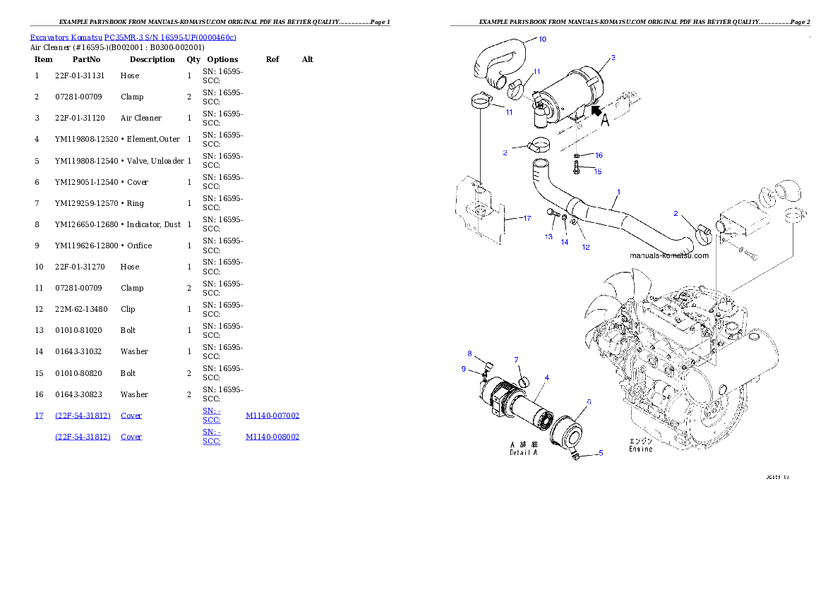 PC35MR-3 S/N 16595-UP (North America Spec.) Partsbook