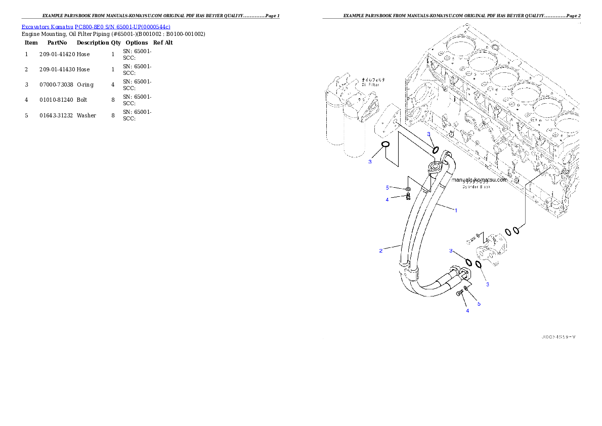 PC800-8E0 S/N 65001-UP Partsbook