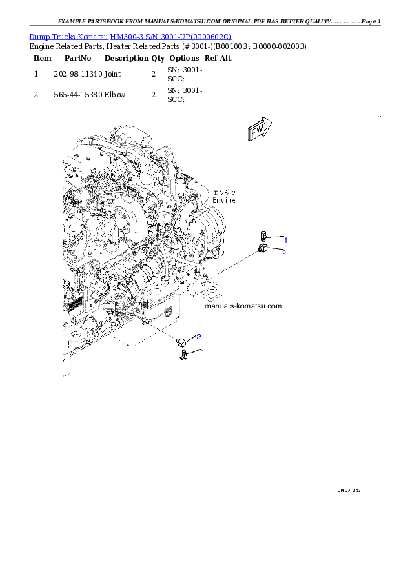 HM300-3 S/N 3001-UP Partsbook