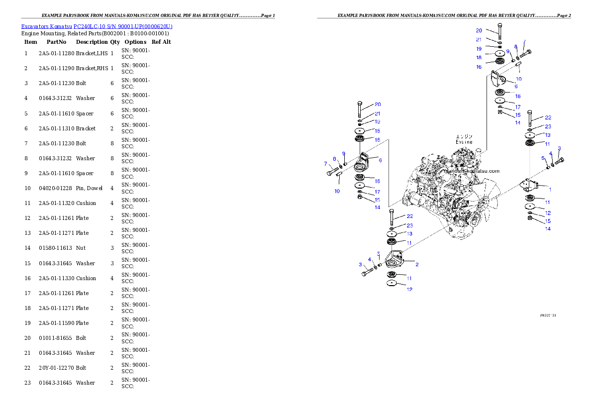 PC240LC-10 S/N 90001-UP Partsbook