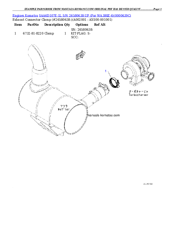 SAA6D107E-1L S/N 26580638-UP (For WA380Z-6) Partsbook