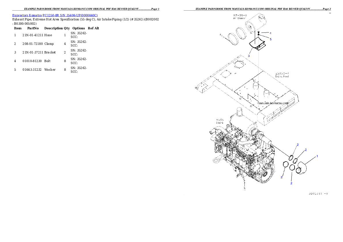 PC1250-8R S/N 35406-UP Partsbook